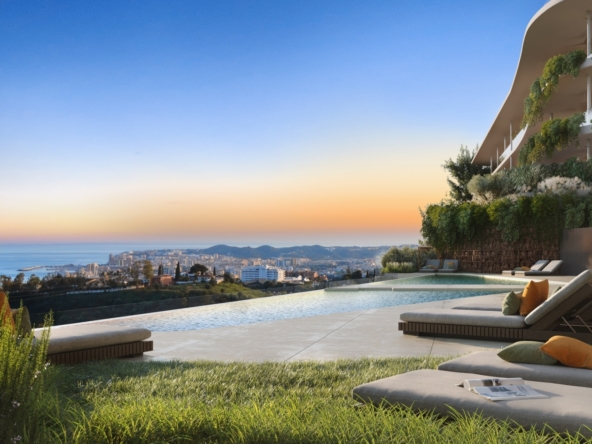 Panoramic view of luxury villas and natural scenery in El Higueron, Costa del Sol